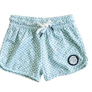 Little Surfer Dude | Checkered Blue Cotton Lounge Shorts